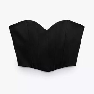 Zara Black Strapless Bustier Crop Top- New with Tags!